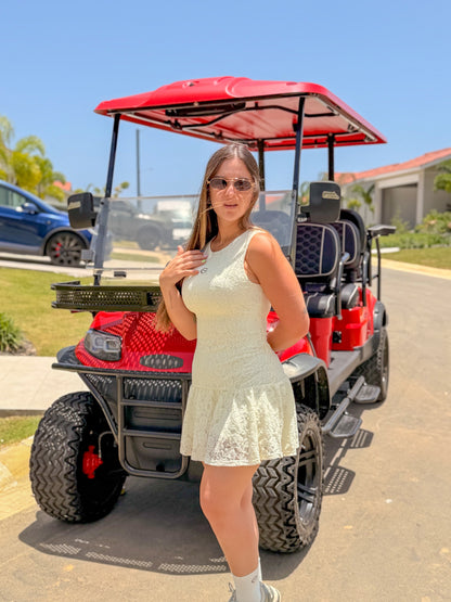 LACE FLARE MINI DRESS