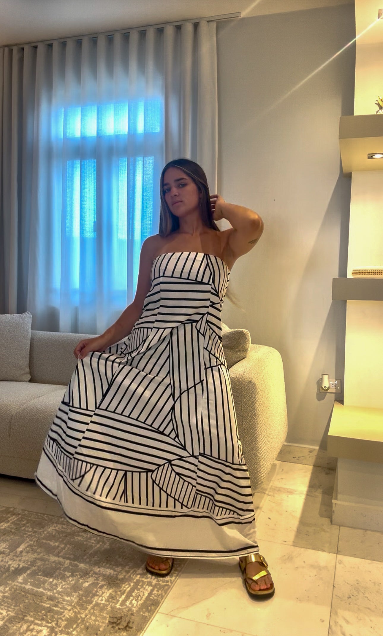 Printed Strapless Maxi Dress