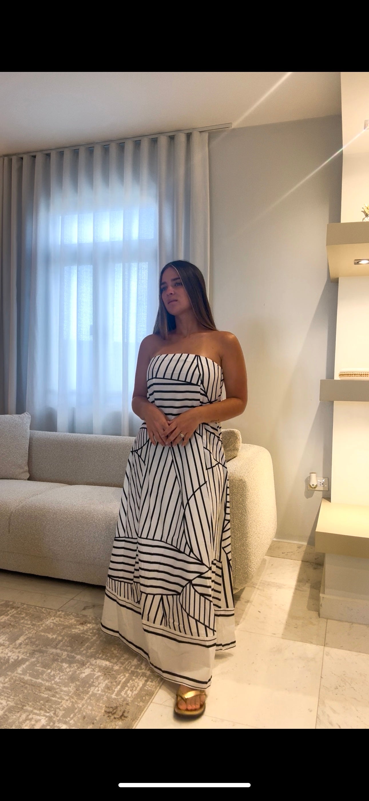 Printed Strapless Maxi Dress