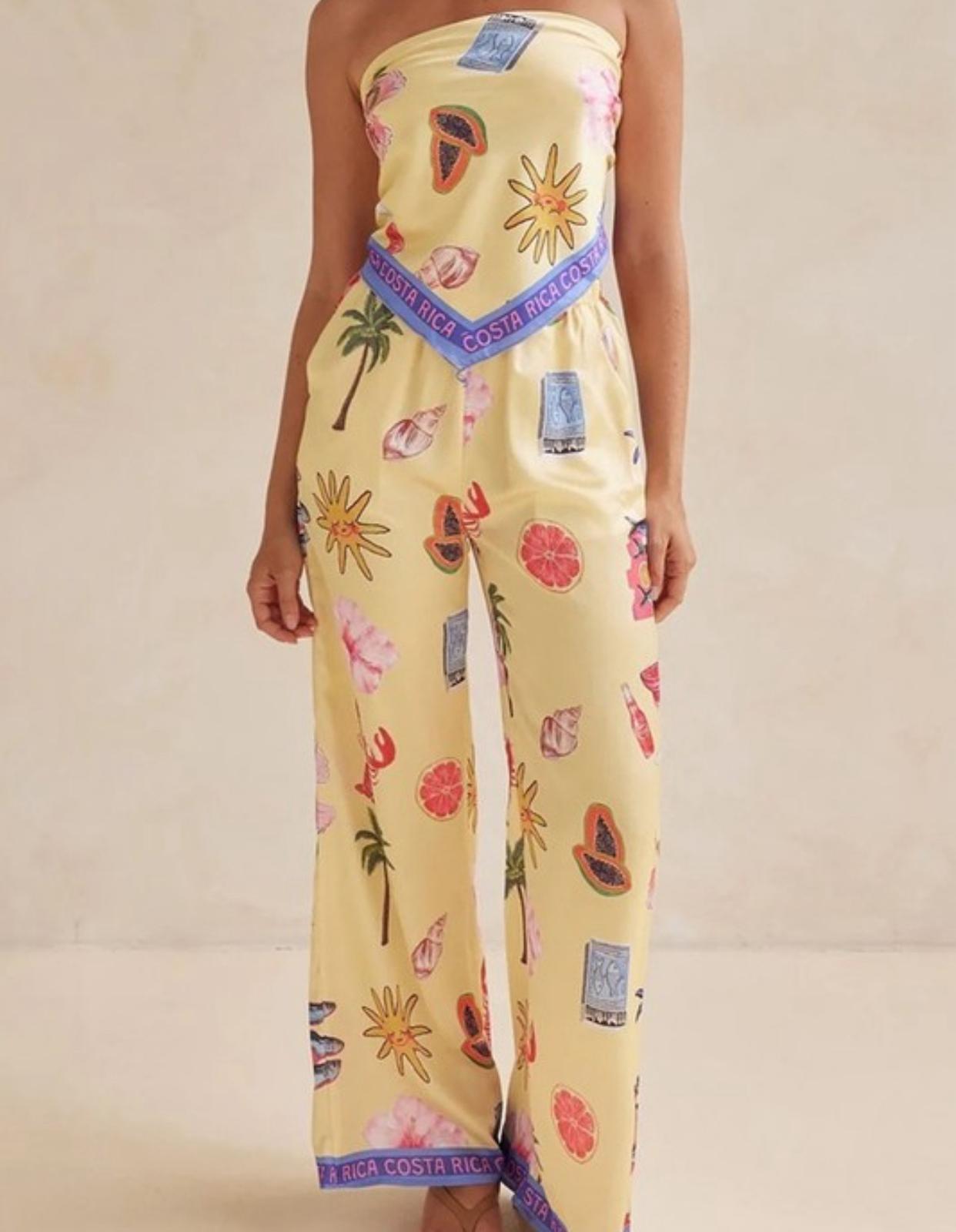 Printed Sleeveless Tube Top And Pants